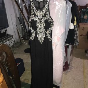 Jovani long black and silver gown